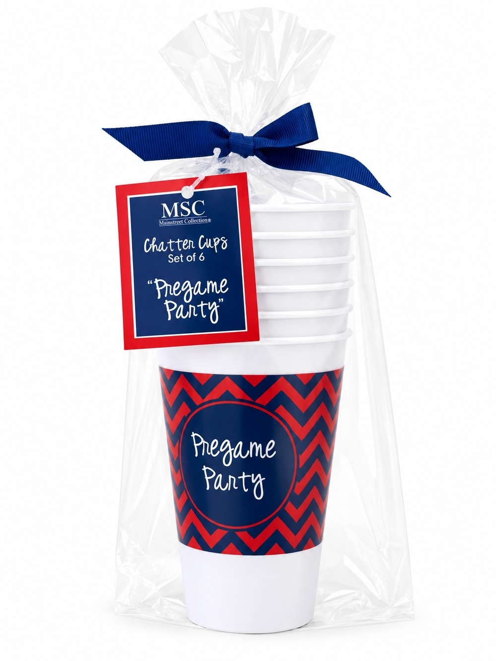 Pregame Party Red & Navy Chevrons Chatter Cups Set of 6